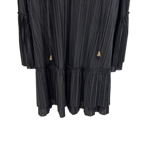 Free People Can't Help It Plisse Pleated Long Sleeve Mini Dress Black Size Large - Picture 5 of 12